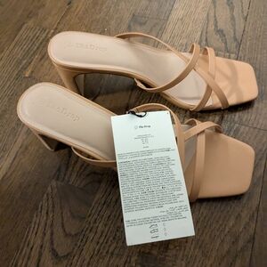 Women's Square-Toe Heel Sandal — neutral / tan / nude shade — size 9.5